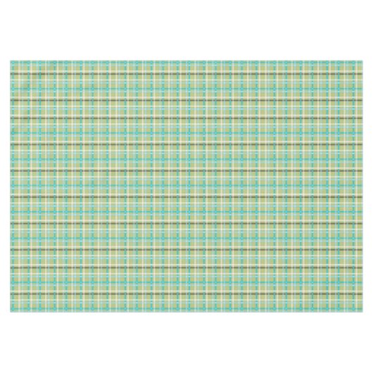 Nappe Tartan Plaid en vert, Aqua, Noir, Crème, Jaune (Devant (Horizontal))