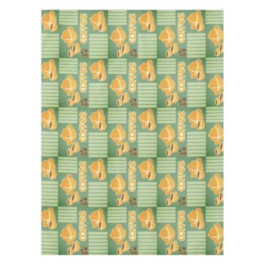 Nappe Tasses de café, pot de café et grains de café (Devant)