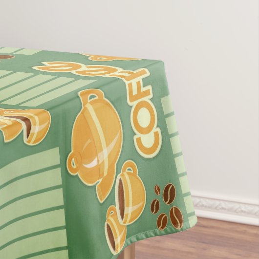 Nappe Tasses de café, pot de café et grains de café (In Situ)