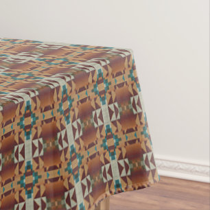 Nappe Taupe Beige Brown Turquoise Bleu Vert Tribal Art