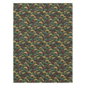 Nappe Teal Burgundy Ginkgo Pattern  (Devant)