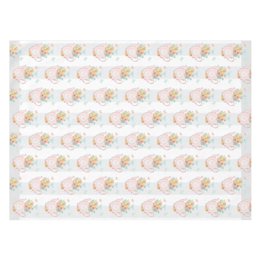 Nappe Teapot rose avec Fleurs et Papillons Motif (Devant (Horizontal))