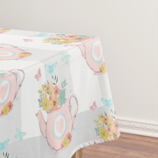 Nappe Teapot rose avec Fleurs et Papillons Motif (In Situ)