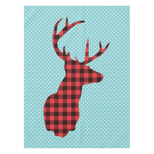 Nappe Tête de cerf avec Antlers - Rouge rustique Plaid (Devant)