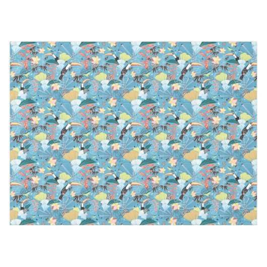 Nappe Texture tropicale avec des toucans et des colibris (Devant (Horizontal))