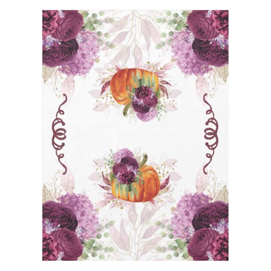 Nappe Thanksgiving Citrouille Bourgogne Flowers (Devant)