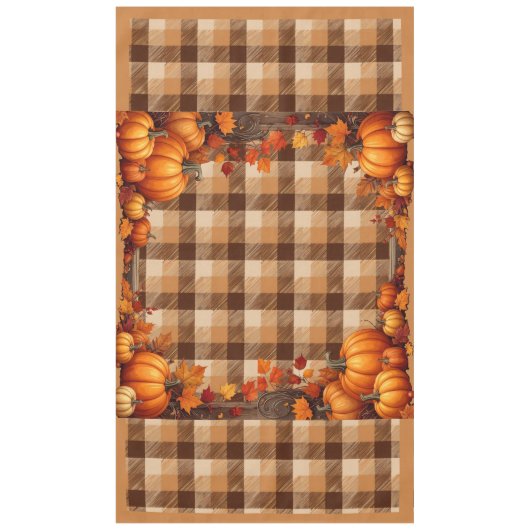 Nappe Thanksgiving Plaid avec frontière Citrouille (Devant)