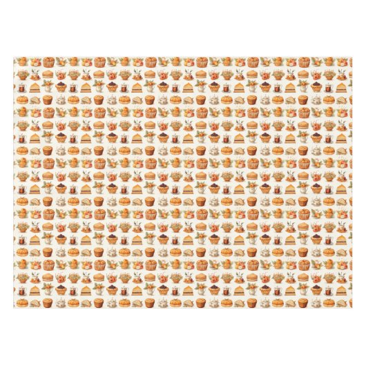 Nappe Thanksgiving Tablecloth Decor – Bread, Pie & Coffe (Devant (Horizontal))