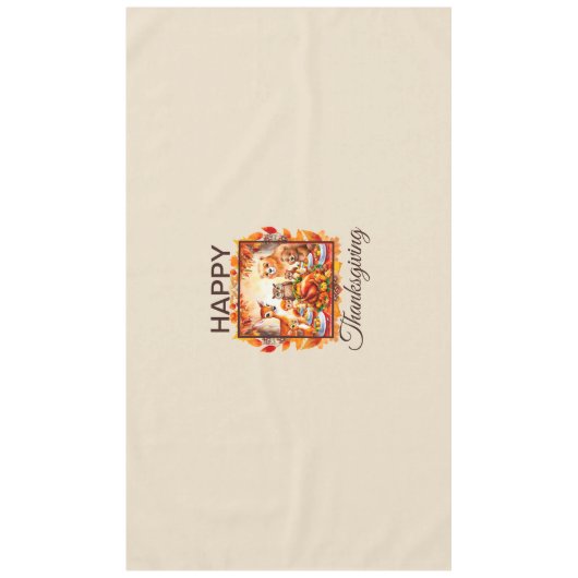 Nappe Thanksgiving Woodland Animaux Feuilles d'automne (Devant)