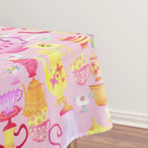 Nappe Théières et tasses roses