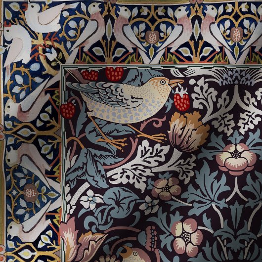 Nappe Thief fraise Bleu William Morris Motif