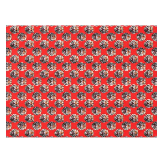 Nappe Tiger Head Pattern Design Red (Devant (Horizontal))