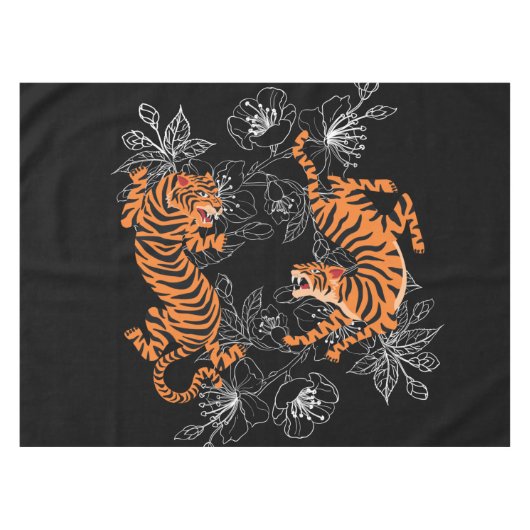 Nappe Tigers japonais style Art Arrière - plan noir (Devant (Horizontal))