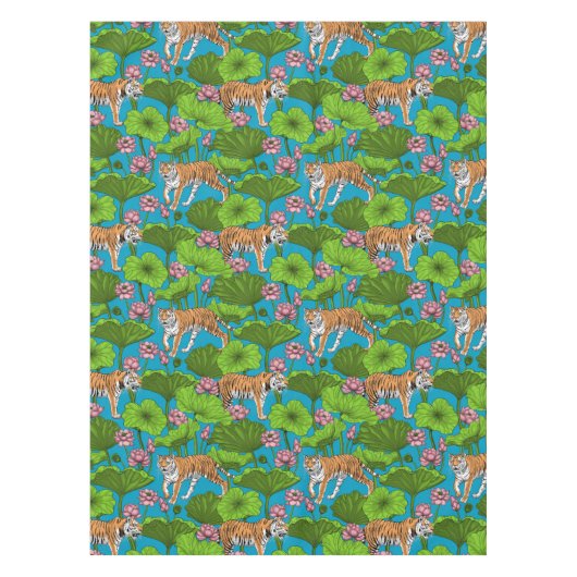Nappe Tigres dans l'étang rose lotus (Devant)