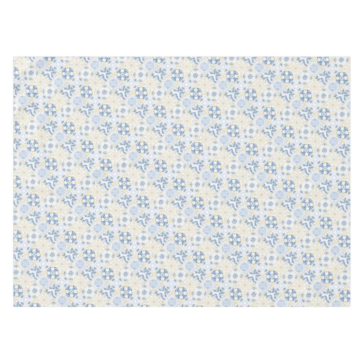 Nappe Tile géométrique bleu blanc or (Devant (Horizontal))