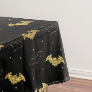 Nappe Tissu de table d'Halloween noir et or