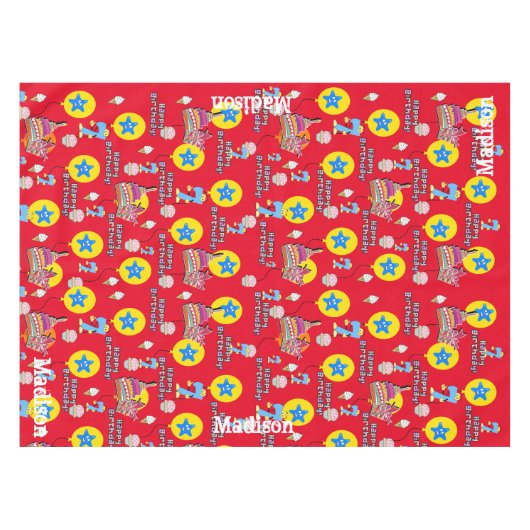 Nappe Tissu de table, Joyeux 7e anniversaire, #7 rouge (Devant (Horizontal))