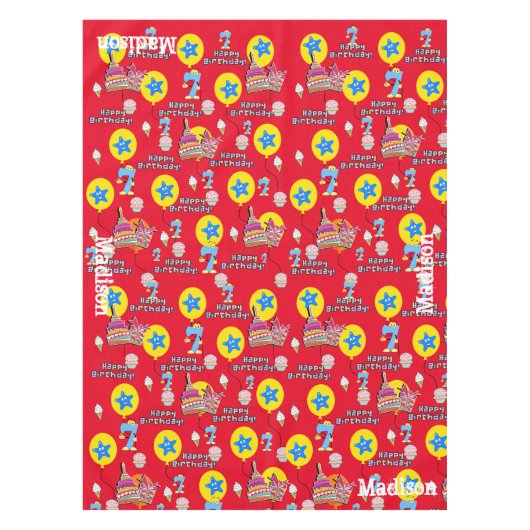 Nappe Tissu de table, Joyeux 7e anniversaire, #7 rouge (Devant)