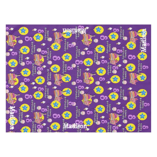 Nappe Tissu de table, Joyeux 8e anniversaire, #8 violet (Devant (Horizontal))
