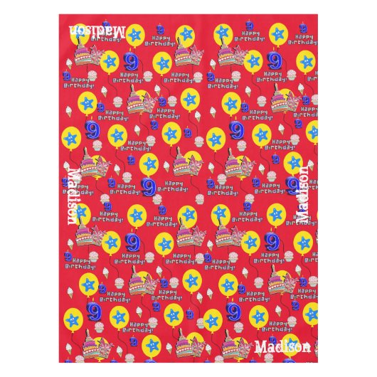 Nappe Tissu de table, Joyeux 9e anniversaire, #9 rouge (Devant)
