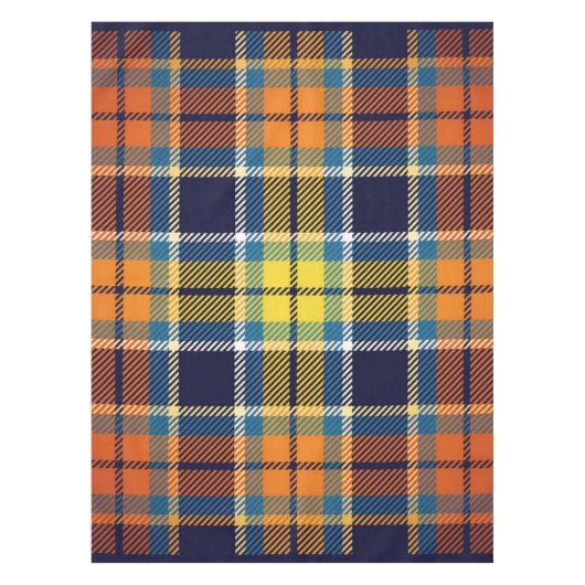 Nappe Tissu de table Marine Bleu Orange Plaid (Devant)