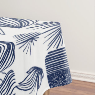 Nappe Tissu Tribal des Caraïbes : blanc, bleu marine