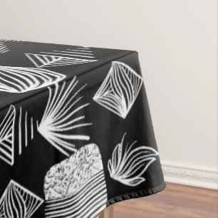Nappe Tissu Tribal des Caraïbes en gras - noir et blanc,
