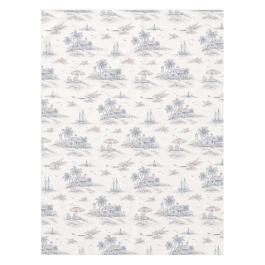 Nappe Toile de Jouy Bleue Côtière (Devant)