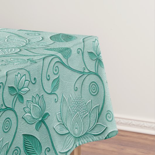 Nappe Tons de vert pastel motif de lotus aspect gaufré (In Situ)