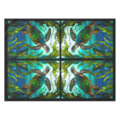 Nappe Tortue de mer côtière tropicale Turquoise Verre te (Devant (Horizontal))