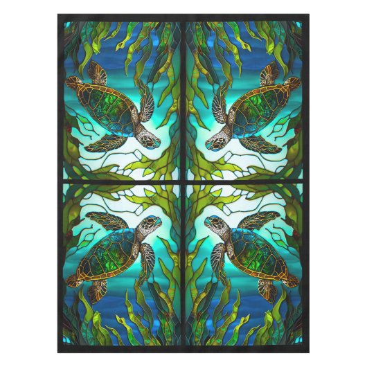 Nappe Tortue de mer côtière tropicale Turquoise Verre te (Devant)