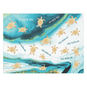 Nappe Tortue d'or Encre Turquoise blanche Mele Kalikimak