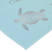 Nappe Tortues de mer turquoise argenté Aloha côtier (Angle)