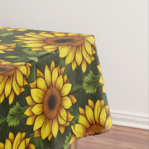 Nappe Tournesol orange jaune avec vert et Brown