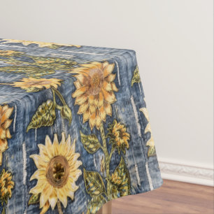 Nappe Tournesols Sur Faux Denim