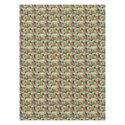Nappe Tranches de pastèque avec feuilles tropicaux (Devant)