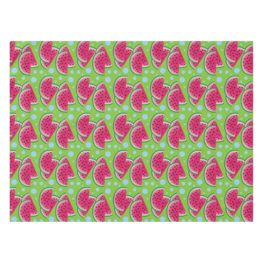 Nappe Tranches de pastèque sur le vert avec les points (Devant (Horizontal))