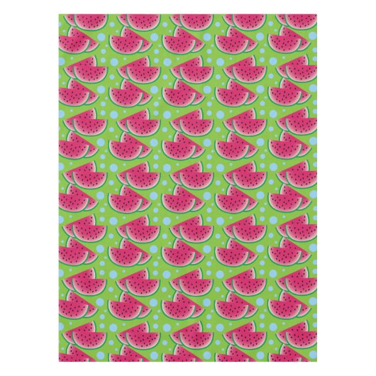 Nappe Tranches de pastèque sur le vert avec les points (Devant)