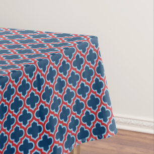 Nappe Trellis marocain bleu et rouge, treillis, Quatrefo