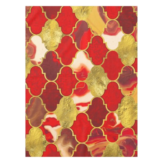 Nappe Trellis marocain rouge et or (Devant)