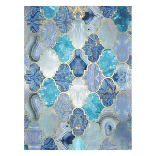 Nappe Trellis marocain Textures minérales bleues (Devant)