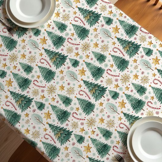 Nappe Trendy Christmas trees earthy tone Xmas tablecloth