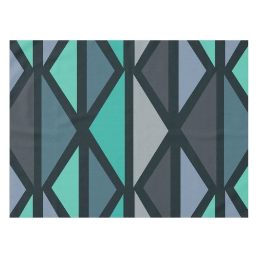 Nappe Triangles d'art géométrique rétro Turquoise noir (Devant (Horizontal))