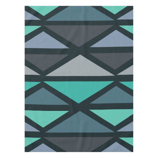 Nappe Triangles d'art géométrique rétro Turquoise noir (Devant)