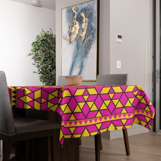 Nappe Triangles rose et jaune Motif