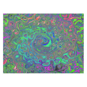 Nappe Trippy Chartreuse et Blue Retro Liquid Swirl