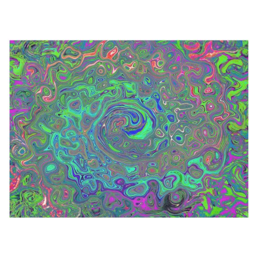 Nappe Trippy Chartreuse et Blue Retro Liquid Swirl (Devant (Horizontal))