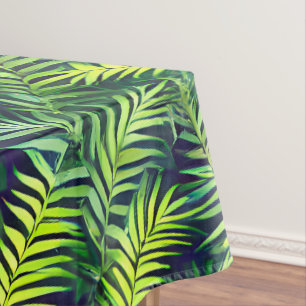 Nappe Tropical Green Leaf Fern Motif