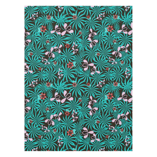 Nappe Tropical jungle palm leaves orchid flowers bloom c (Devant)