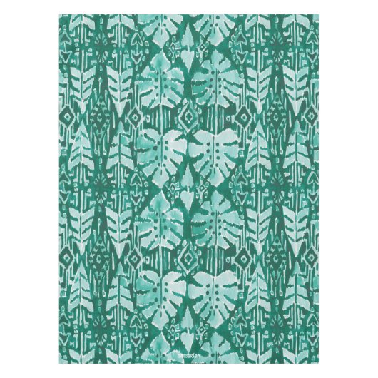 Nappe Tropical tribal vert hawaïen de la JUNGLE IKAT (Devant)